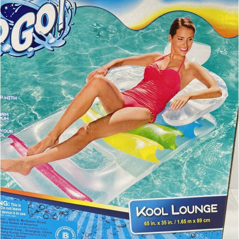 H2O Go Kool Lounge Pool Float Inflatable Float 65”x35” - Picture 2 of 3